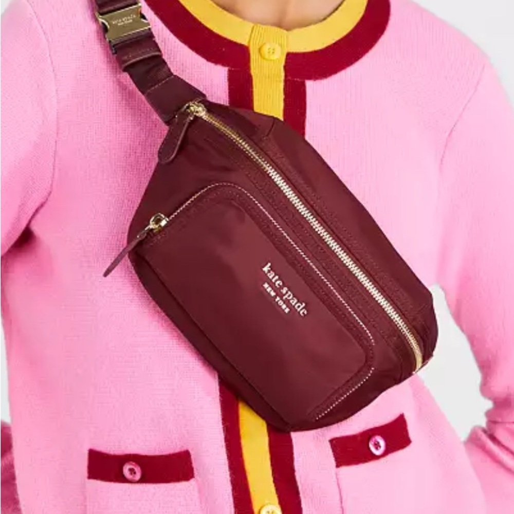 Kate Spade.      The Little Better Sam Nylon
Medium Belt Bag. Maroon